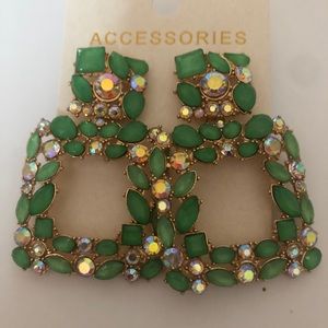 Women’s Party Earrings In Great Green